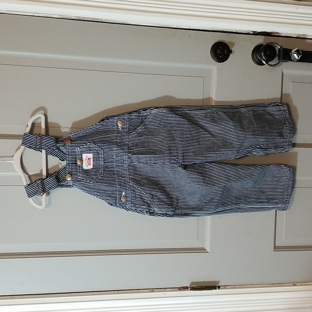 Round House brand Bib Overalls Hickory Stripe size 4T toddler made in the USA